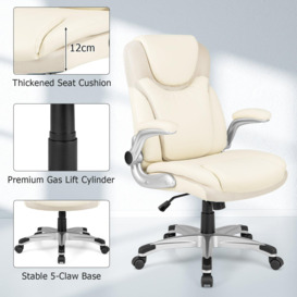 Ergonomic Office Task Chair Swivel PU Leather Executive Chair W/ Rock Function - thumbnail 3
