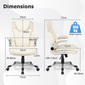 Ergonomic Office Task Chair Swivel PU Leather Executive Chair W/ Rock Function - thumbnail 2
