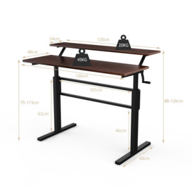 2-Tier Standing Computer Desk Sit to Stand Workstation Ergonomic Computer Table - thumbnail 2