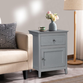 2-Tier Modern Badroom Nightstand with Drawer - thumbnail 2