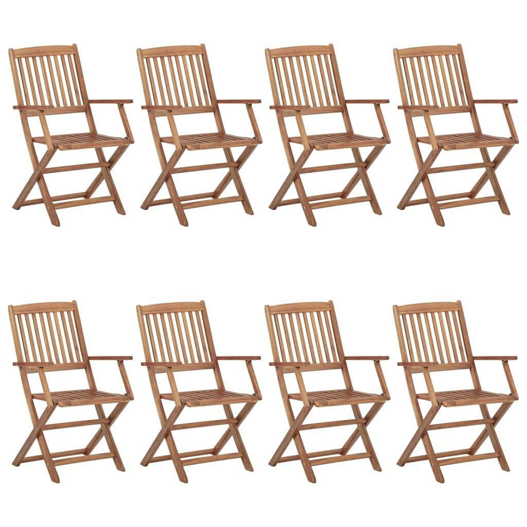 Folding Outdoor Chairs 8 pcs Solid Acacia Wood - image 1