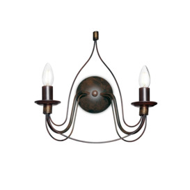 Corte 2 Light Indoor Candle Wall Light Rust Brown E14