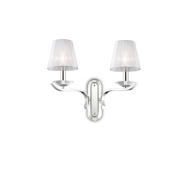 Pegaso 2 Light Indoor Candle Wall Light Chrome White with Organza Shades E14