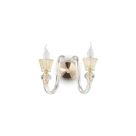 Strauss 2 Light Indoor Glass Candle Wall Light Rose Gold E14 - thumbnail 1