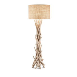 Driftwood 1 Light Floor Lamp Brown Beige with Shade E27 - thumbnail 1