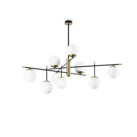 GOURMET 9 Light Globe Multi Arm Semi Flush Ceiling Lamp Black