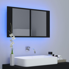 LED Bathroom Mirror Cabinet Black 80x12x45 cm - thumbnail 3