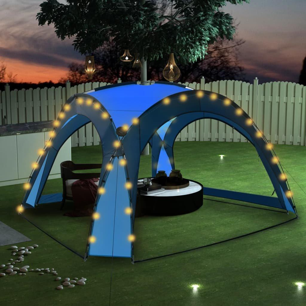 Party Tent with LED and 4 Sidewalls 3.6x3.6x2.3 m Blue - image 1