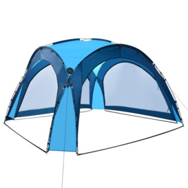 Party Tent with LED and 4 Sidewalls 3.6x3.6x2.3 m Blue - thumbnail 3