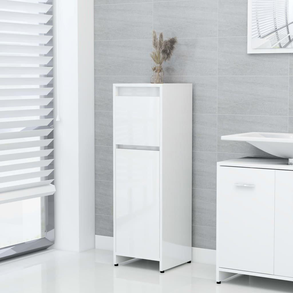Bathroom Cabinet High Gloss White 30x30x95 cm Engineered Wood - image 1