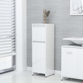 Bathroom Cabinet High Gloss White 30x30x95 cm Engineered Wood - thumbnail 1