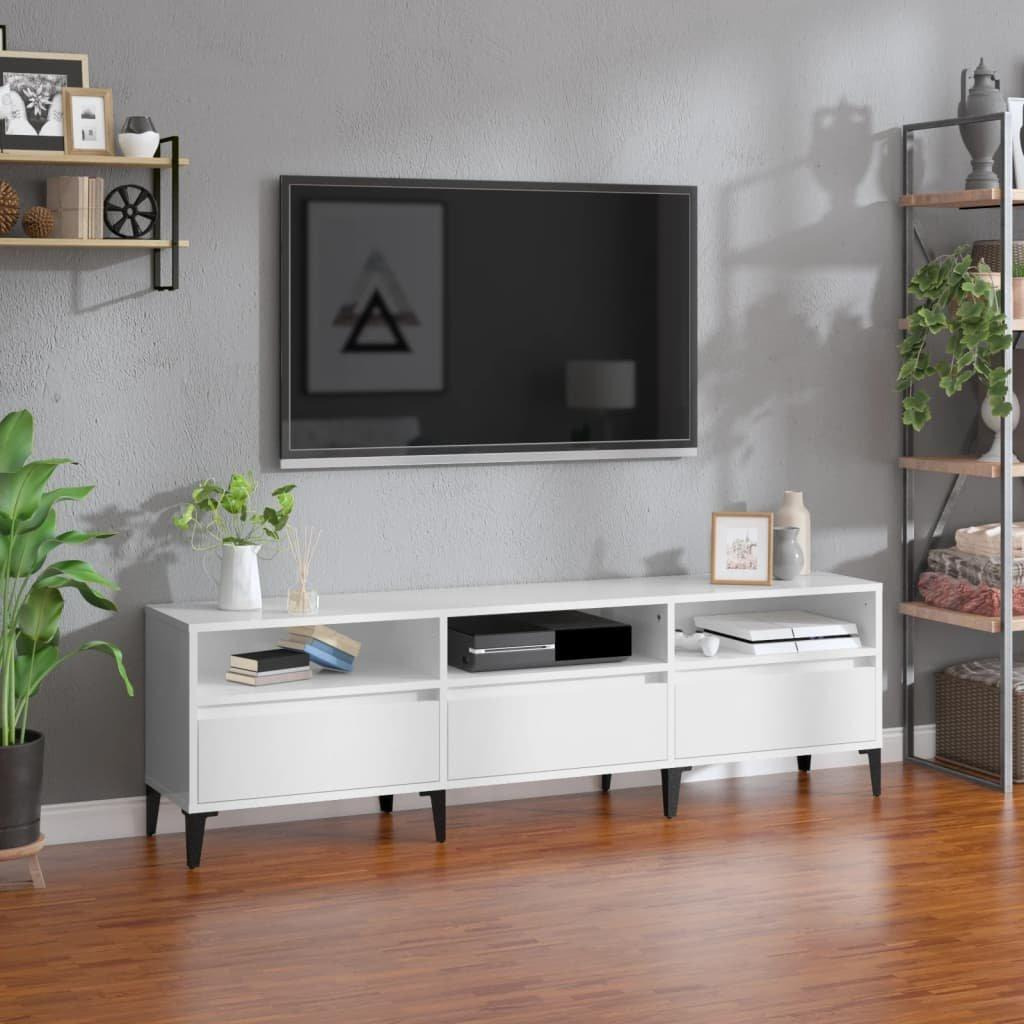 TV Cabinet High Gloss White 150x30x44.5 cm Engineered Wood - image 1