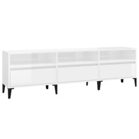 TV Cabinet High Gloss White 150x30x44.5 cm Engineered Wood - thumbnail 2