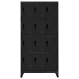 Locker Cabinet Black 90x45x180 cm Steel - thumbnail 2