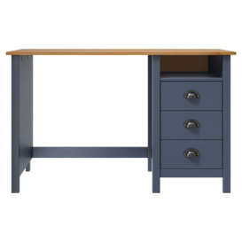Desk Hill with 3 Drawers Grey 120x50x74 cm Solid Pine Wood - thumbnail 2