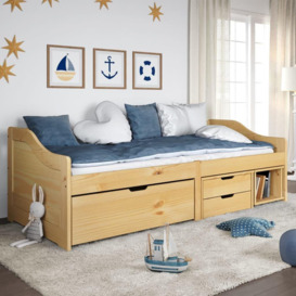 Day Bed with 3 Drawers IRUN 90x200 cm Solid Wood Pine