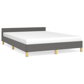 Bed Frame with Headboard Dark Grey 135x190cm Double Fabric - thumbnail 2