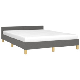 Bed Frame with Headboard Dark Grey 135x190cm Double Fabric - thumbnail 3