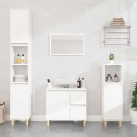 3 Piece Bathroom Cabinet Set White Engineered Wood - thumbnail 1