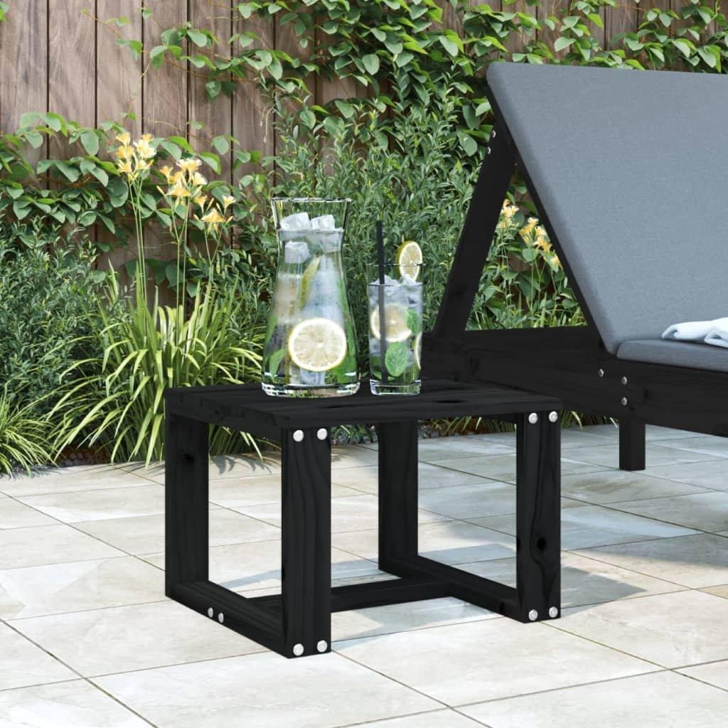 Garden Side Table Black 40x38x28.5 cm Solid Wood Pine - image 1