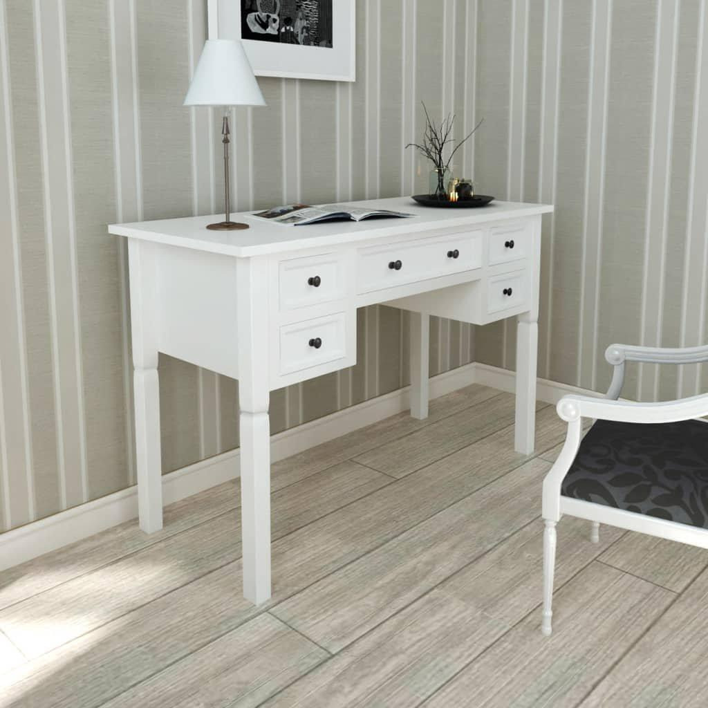 White Writing Desk with 5 Drawers - image 1
