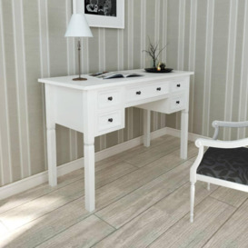 White Writing Desk with 5 Drawers - thumbnail 1