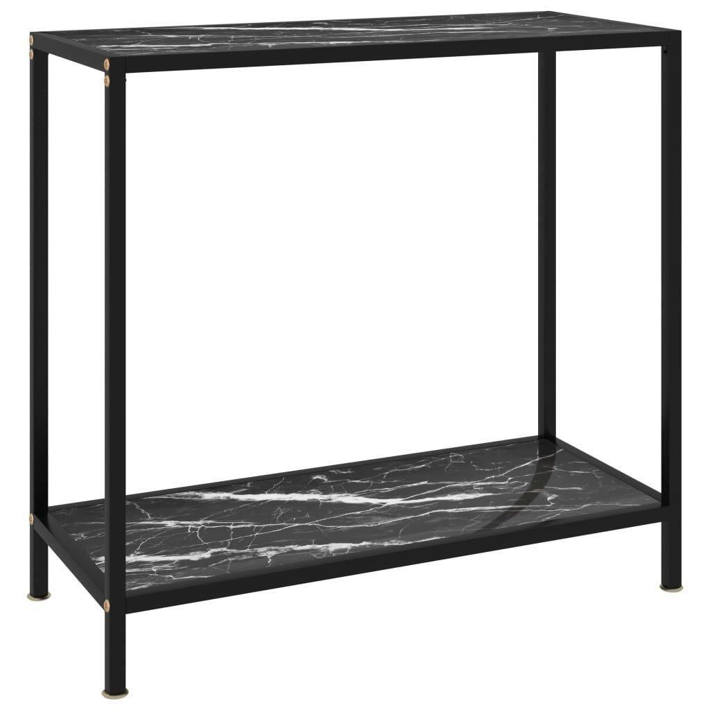 Console Table Black 80x35x75 cm Tempered Glass - image 1