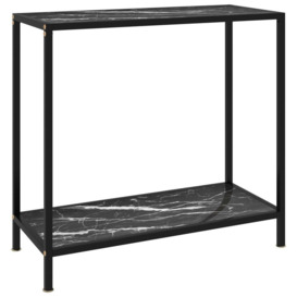 Console Table Black 80x35x75 cm Tempered Glass - thumbnail 1