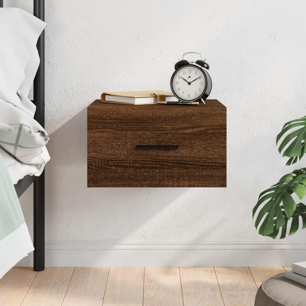 Wall-mounted Bedside Cabinet Brown Oak 35x35x20 cm - image 1