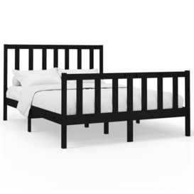 Bed Frame Black Solid Wood Pine 150x200 cm King Size - thumbnail 2
