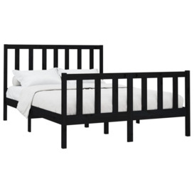 Bed Frame Black Solid Wood Pine 150x200 cm King Size - thumbnail 3