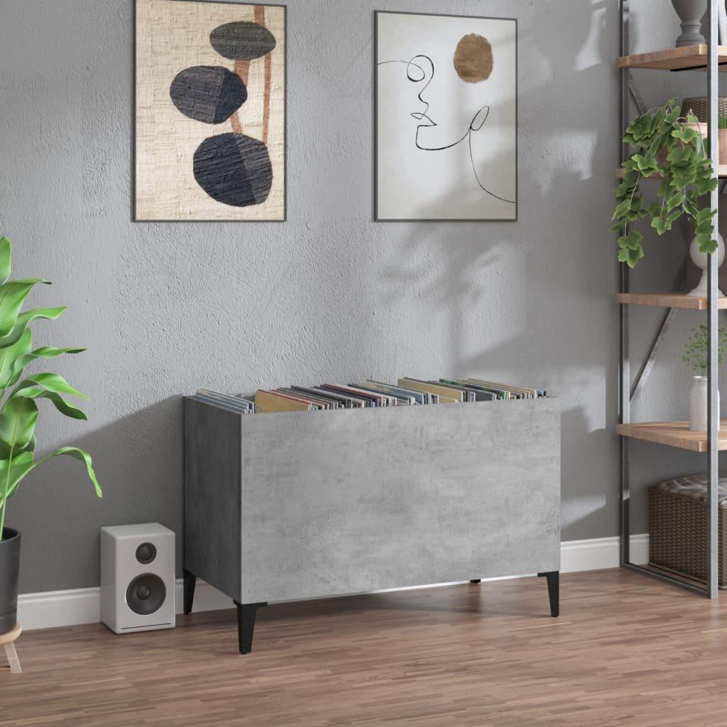 Record Cabinet Concrete Grey 74.5x38x48 cm Engineered Wood - image 1