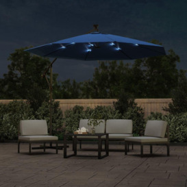 Cantilever Umbrella with LED Lights and Steel Pole 300 cm Azure - thumbnail 3