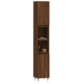Bathroom Cabinet Brown Oak 30x30x190 cm Engineered Wood - thumbnail 3