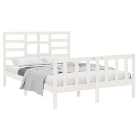 Bed Frame White Solid Wood 140x190 cm - thumbnail 3