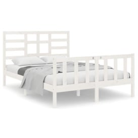 Bed Frame White Solid Wood 140x190 cm - thumbnail 2