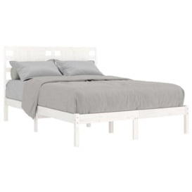 Bed Frame White Solid Wood 135x190 cm Double - thumbnail 3