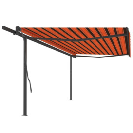 Manual Retractable Awning with Posts 5x3 m Orange and Brown