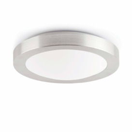 Logos 1 Light Small Round Bathroom Flush Ceiling Light Aluminium White IP44 E27