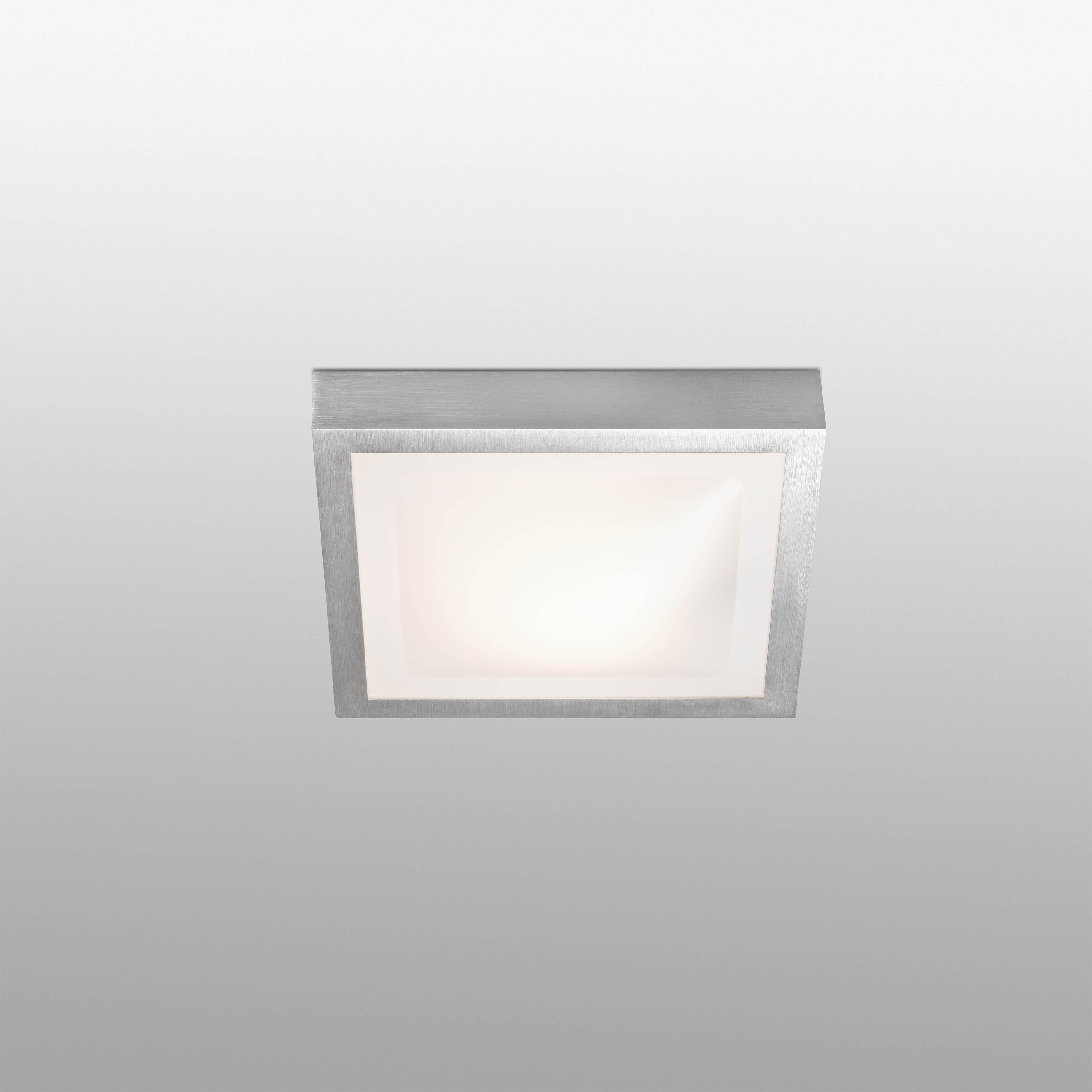 Tola 1 Light Small Square Bathroom Flush Ceiling Light Aluminium White IP44 E27 - image 1