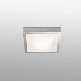 Tola 1 Light Small Square Bathroom Flush Ceiling Light Aluminium White IP44 E27