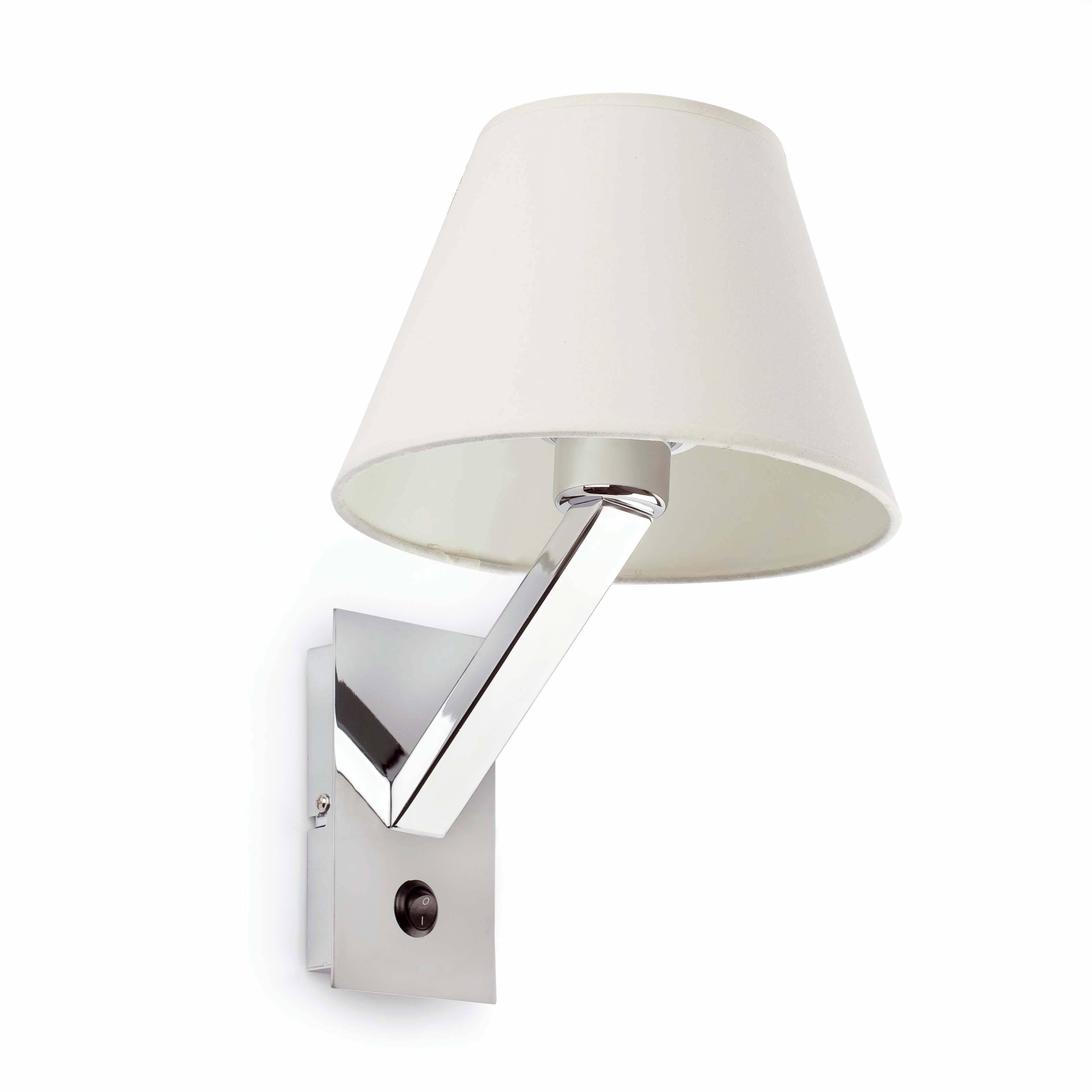 Moma 1 Light Indoor Wall Reading Light Chrome with White Shade E27 - image 1