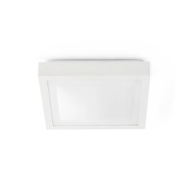 Tola 2 Light Medium Square Bathroom Flush Ceiling Light Aluminium White IP44 E27