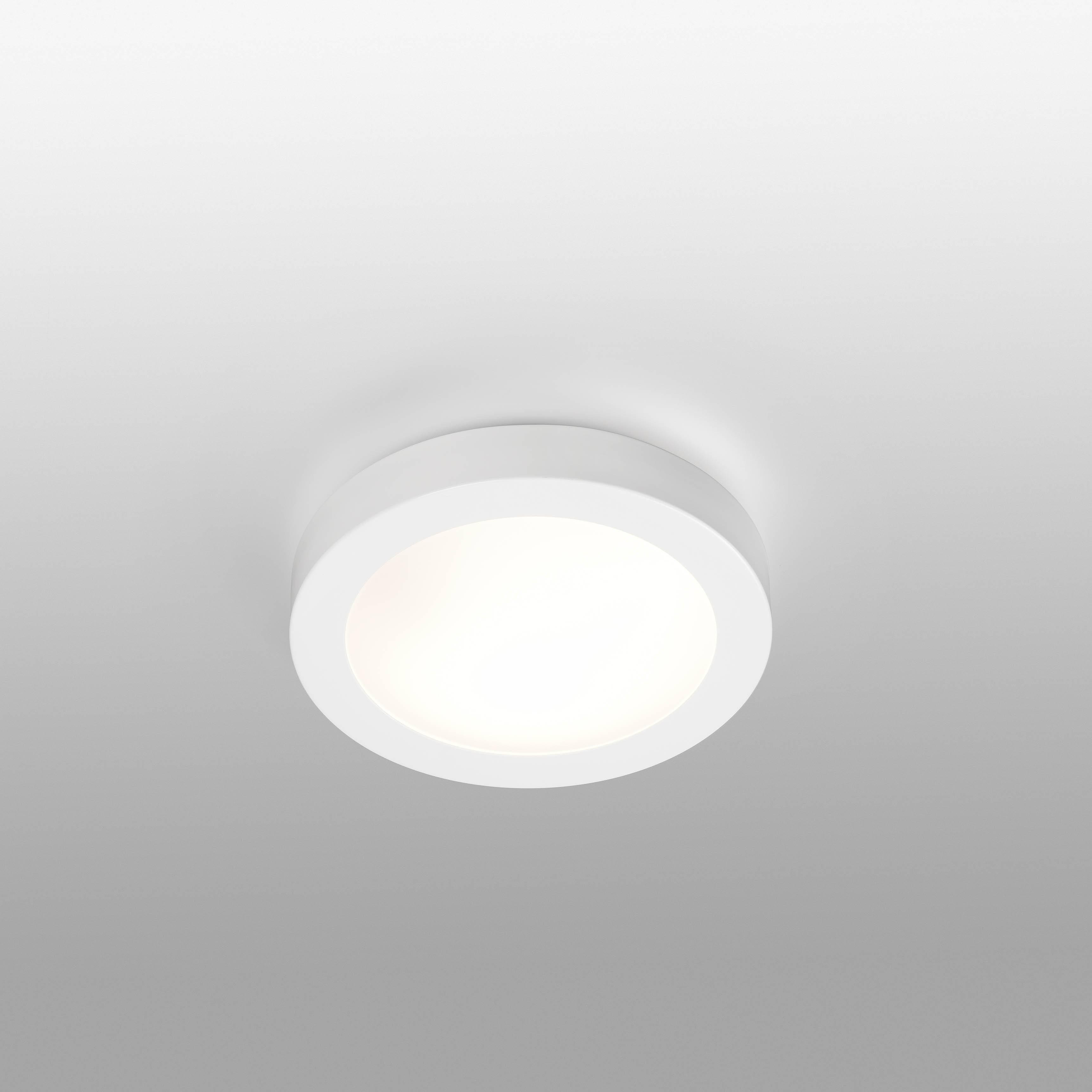 Logos 1 Light Small Round Bathroom Flush Ceiling Light White IP44 E27 - image 1