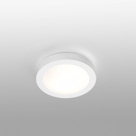 Logos 1 Light Small Round Bathroom Flush Ceiling Light White IP44 E27 - thumbnail 1