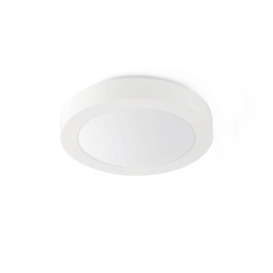 Logos 2 Light Medium Round Bathroom Flush Ceiling Light Aluminium White IP44 E27