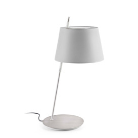 Tango Satin Nickel Table Lamp Grey Shade E27
