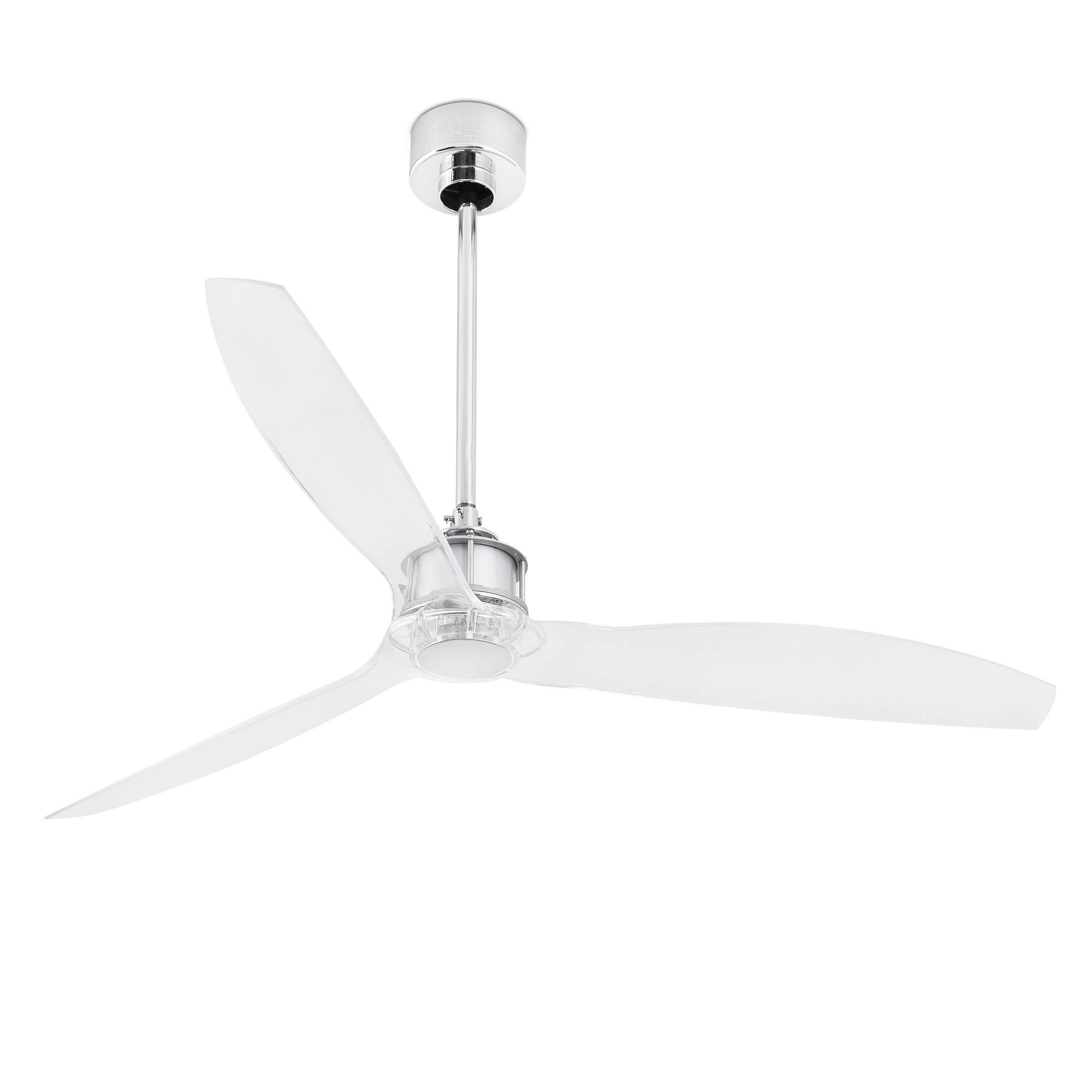 Just Medium Ceiling Fan Chrome Clear Optional LED Light Sold Separately - image 1