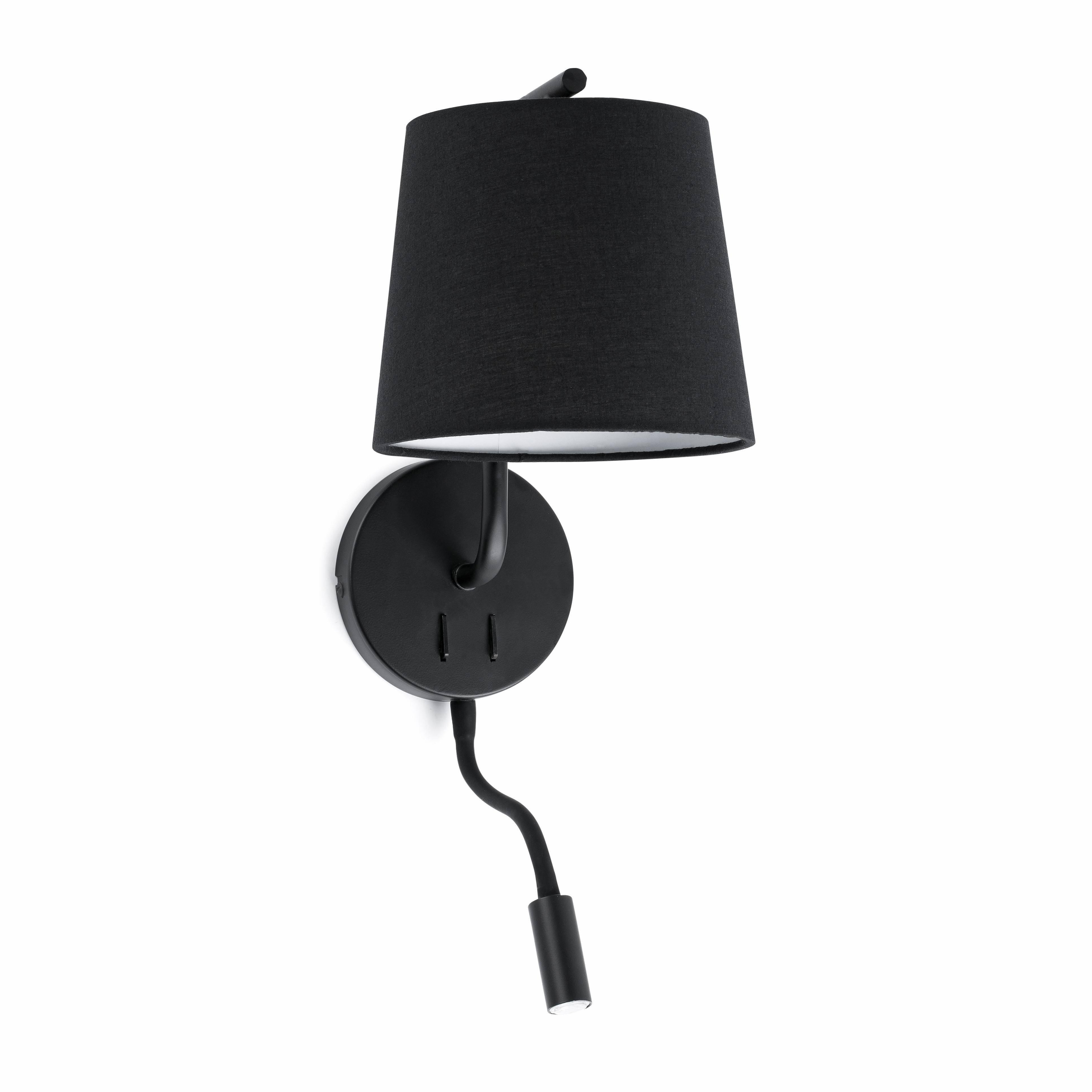 Berni 1 Light Indoor Wall Light Reading Lamp Black E27 - image 1