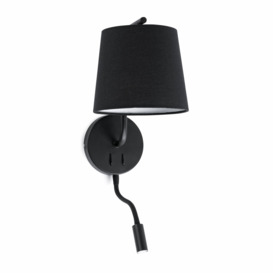 Berni 1 Light Indoor Wall Light Reading Lamp Black E27 - thumbnail 1